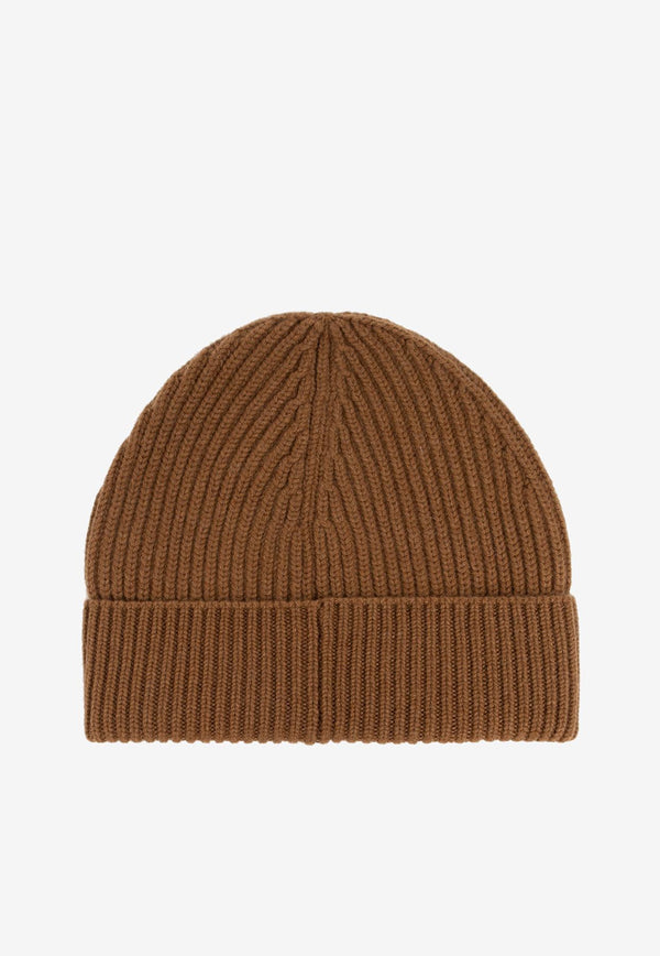 Dolce 
Gabbana Logo Plate Beanie in Cashmere Brown GXK63T JAWK0 M0124