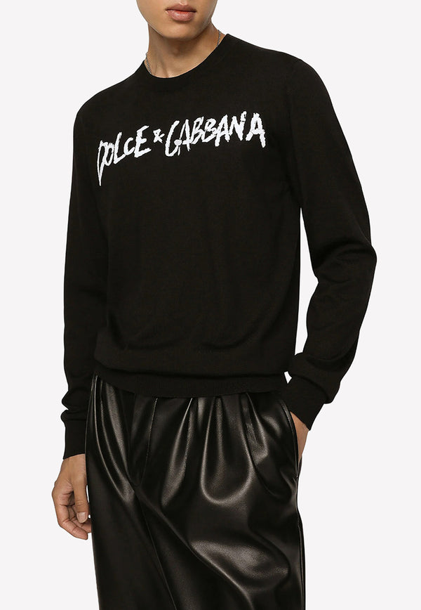 Dolce 
Gabbana Logo Print Wool Sweater GXN46Z JCVB2 N0000 Black