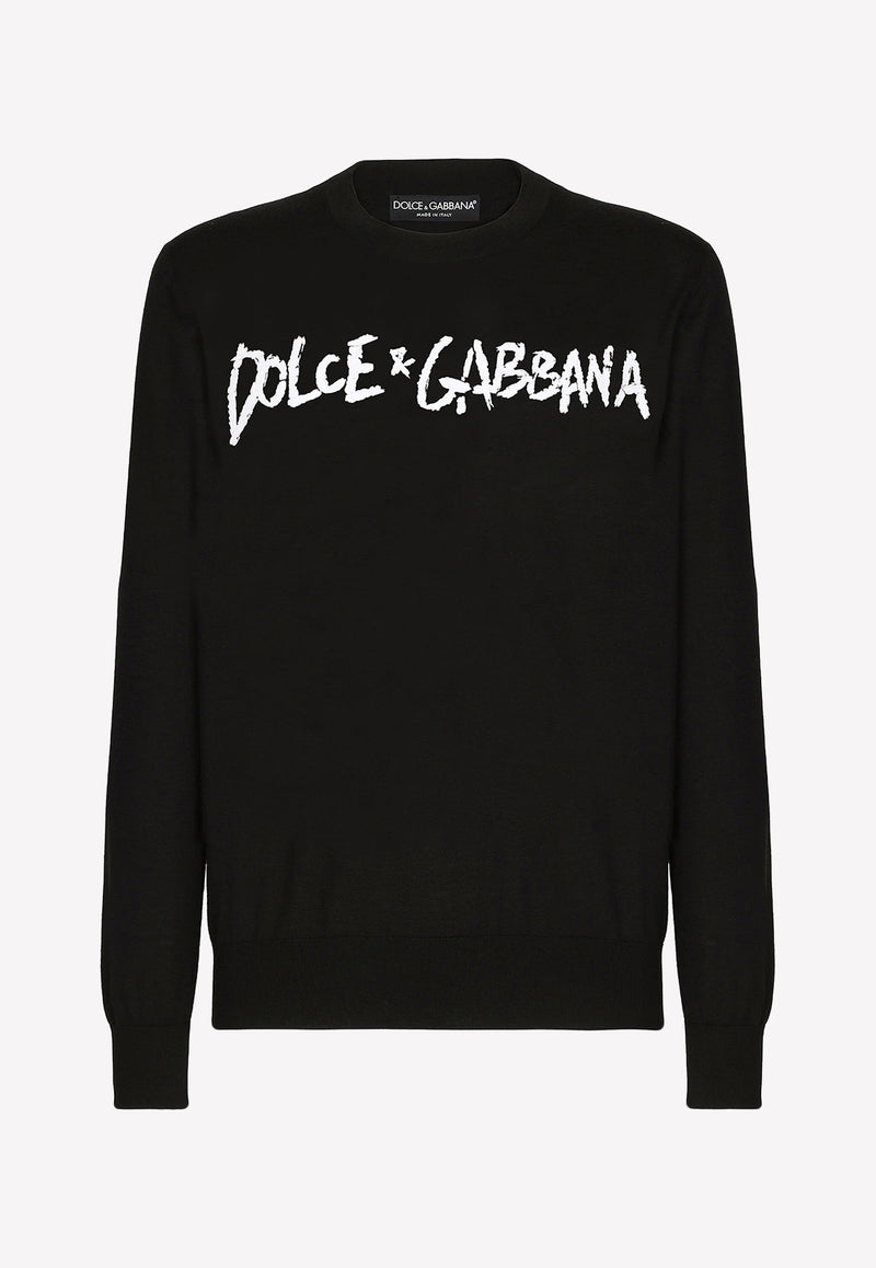 Dolce 
Gabbana Logo Print Wool Sweater GXN46Z JCVB2 N0000 Black