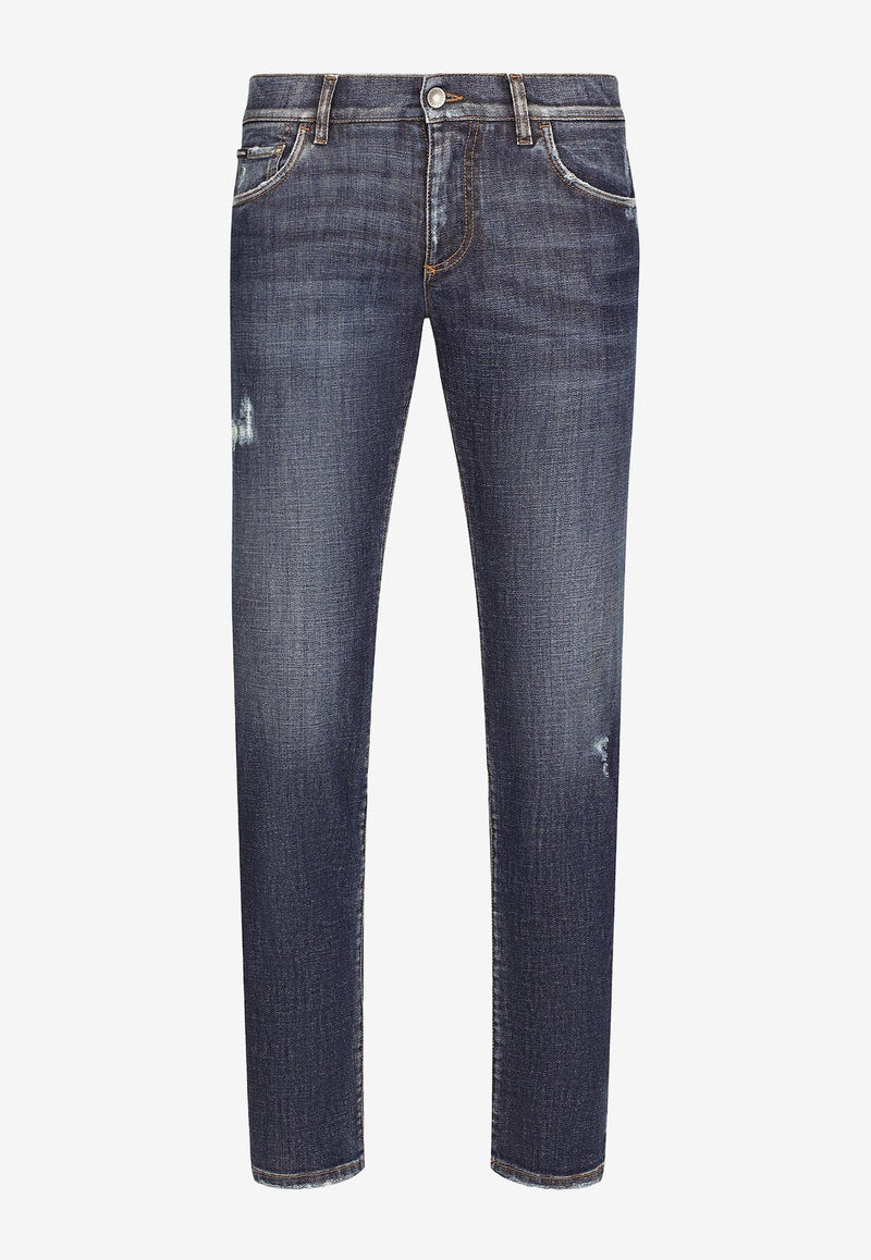 Dolce 
Gabbana Skinny Jeans with Abrasions Blue GY07LD G8FR9 S9001