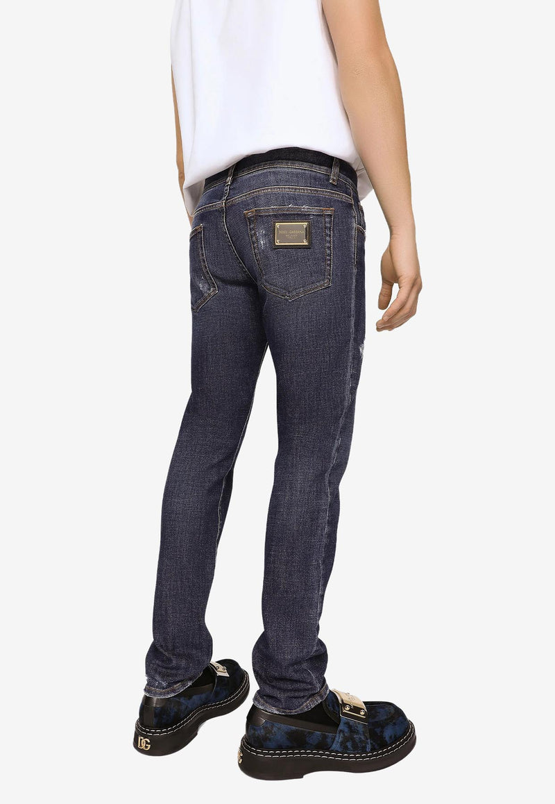 Dolce 
Gabbana Skinny Jeans with Abrasions Blue GY07LD G8FR9 S9001