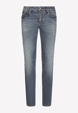 Dolce 
Gabbana Slim Jeans with Whiskering GY07LD G8HB3 S9001 Blue