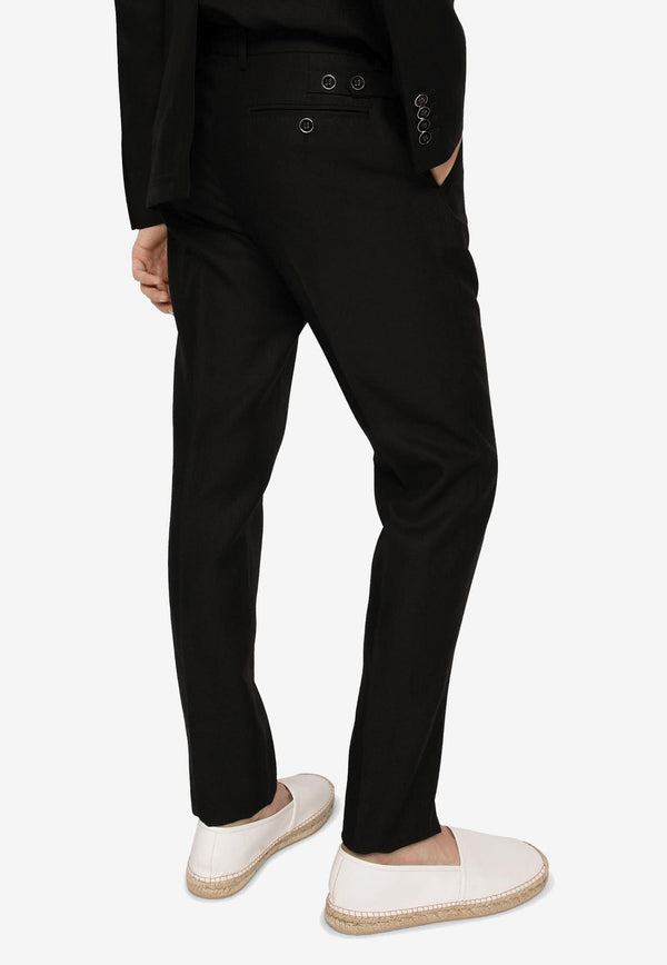 Dolce 
Gabbana Linen Tailored Pants Black GY6IET FU4LF N0000