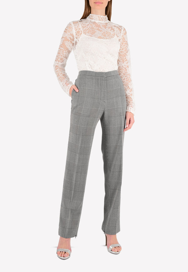 Checkered High-Waist Pants