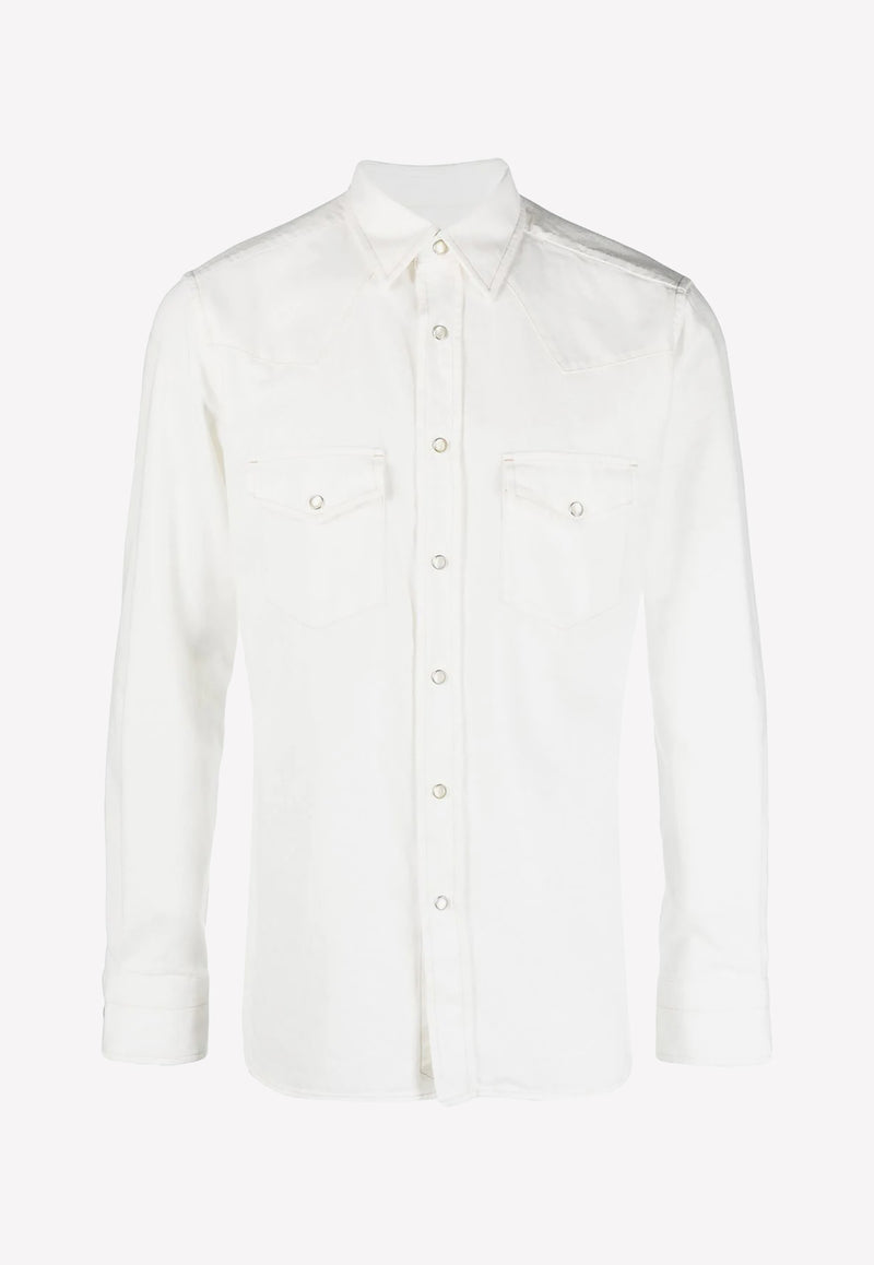 Tom Ford Long-Sleeved Denim Shirt HDS001-FMC032S23 AW301 White