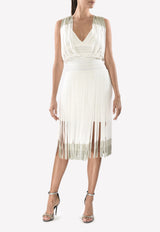 Herve Leger White Kym Sleeveless Fringed Dress HUH62L71