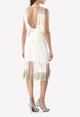 Herve Leger White Kym Sleeveless Fringed Dress HUH62L71