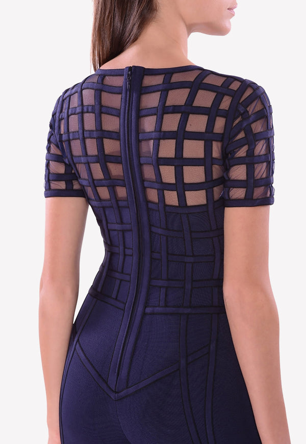 Herve Leger Marianna Caged Jumpsuit HWL9D619 Blue