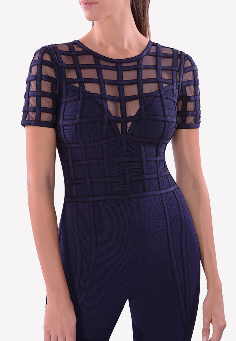 Herve Leger Marianna Caged Jumpsuit HWL9D619 Blue