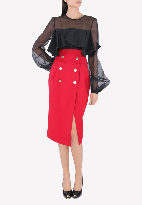 Alexandre Vauthier Double-Breasted Front Slit Pencil Skirt SK704 0301-CRI Red