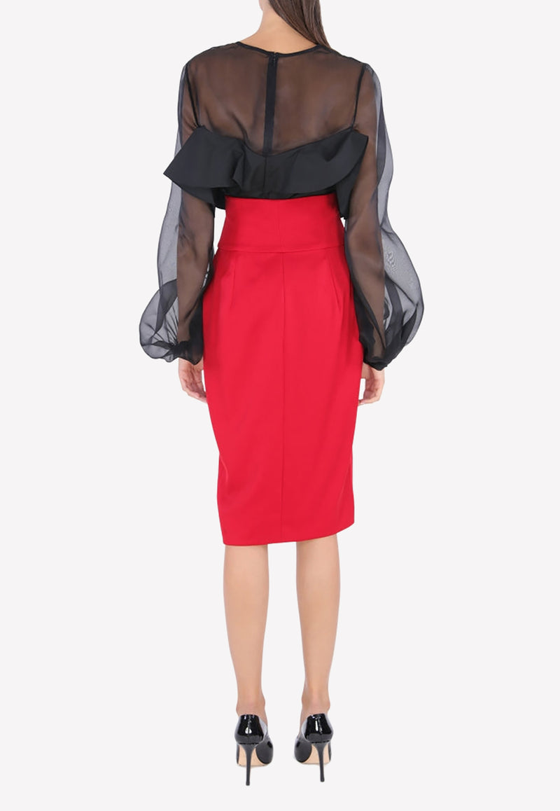 Alexandre Vauthier Double-Breasted Front Slit Pencil Skirt SK704 0301-CRI Red