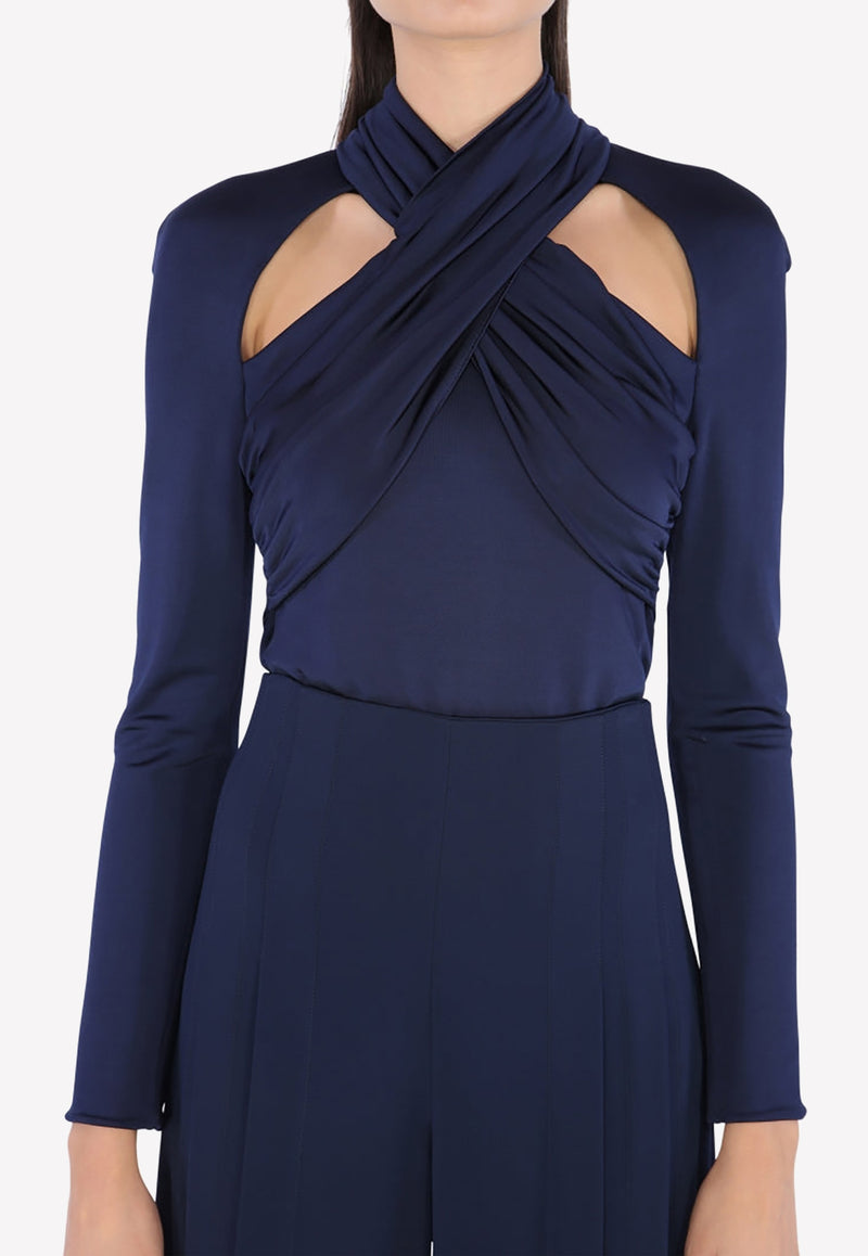 Cushnie et Ochs Cross-over Jersey Top 11723812 Blue