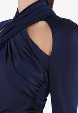 Cushnie et Ochs Cross-over Jersey Top 11723812 Blue