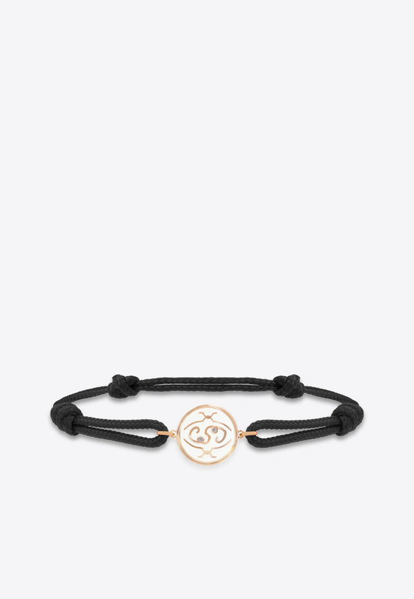 Nawal 
You Are My Sun and Moon
 Cord Bracelet in 18-karat Rose Gold and White Diamonds