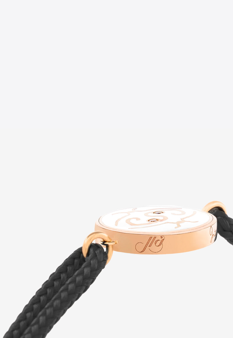 Nawal 
You Are My Sun and Moon
 Cord Bracelet in 18-karat Rose Gold and White Diamonds