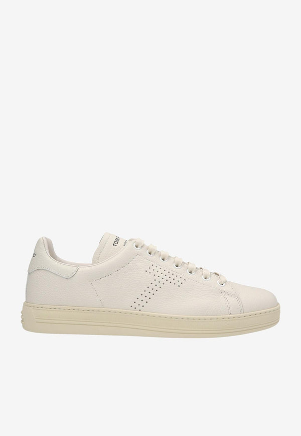 Tom Ford Logo Low-Top Leather Sneakers J1045-LCL045L 3WW06 White