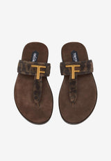 Tom Ford Brighton TF Logo Suede Sandals J1382-ICL087X 3BN01 Brown