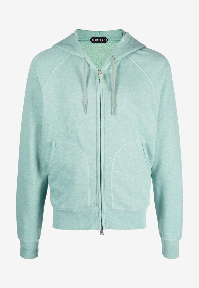 Tom Ford Zip-Up Knitted Hoodie  JDL002-JMC004S23 FG351 Green