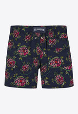 Vilebrequin Boys Jirise Provencal Turtles Swim Shorts JIIU3F22-390 Navy