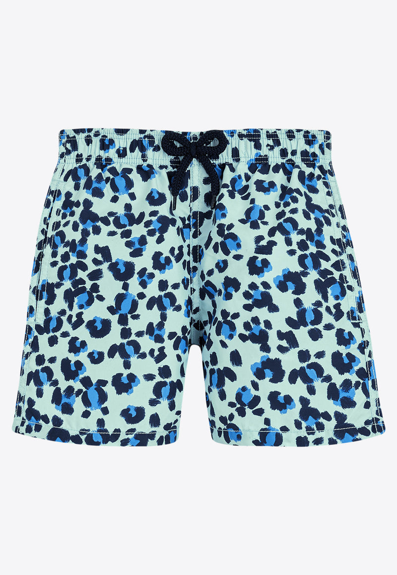 Vilebrequin Boys Jim Turtles Leopard Swim Shorts JIMU3B05-373 Blue