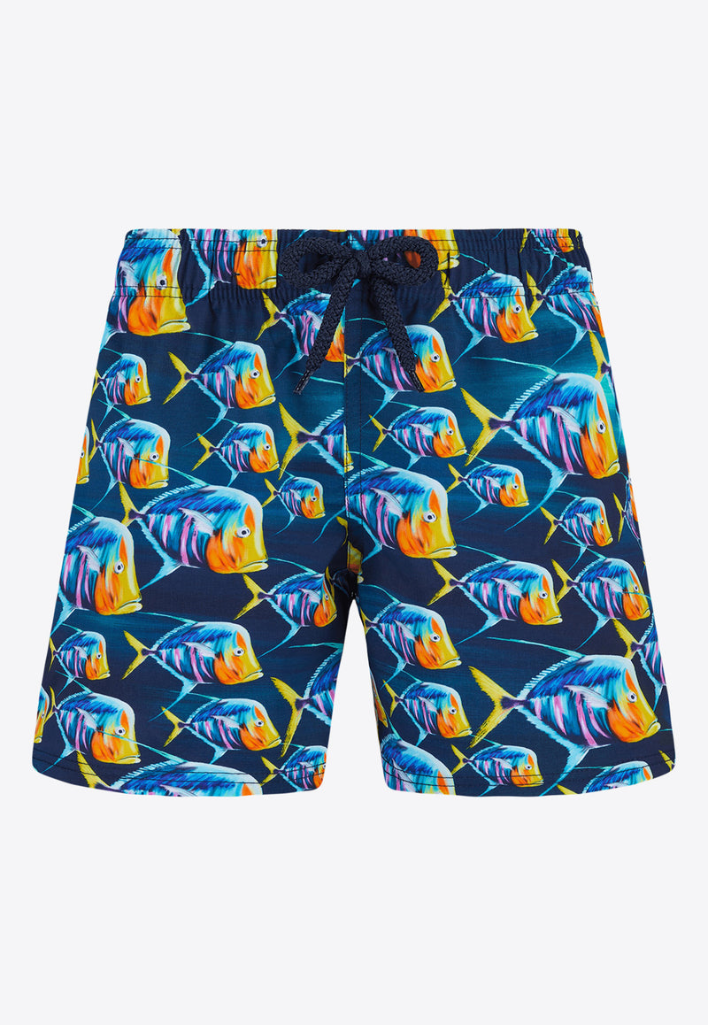 Vilebrequin Boys Joris Piranhas Print Swim Shorts JOIU3F17-390 Multicolor