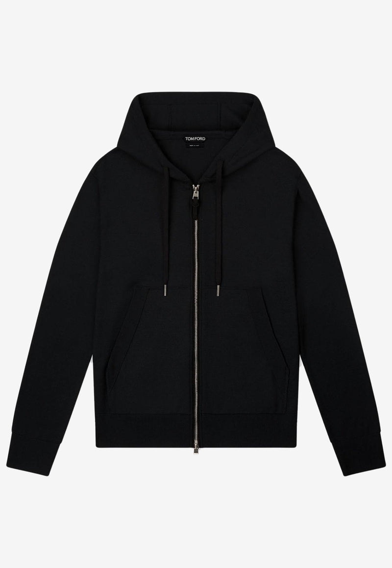 Tom Ford Zip-Up Hoodie in Merino Wool KDL001-YMW001S23 LB999 Black