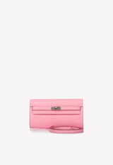 Kelly To Go Wallet in Rose Confetti Epsom with Palladium Hardware