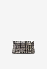 Tom Ford Mini Top Handle Bag in Metallic Croc Embossed Leather L1487-LGO043R 3GN07 Silver