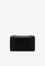 Tom Ford Jennifer Crossbody Bag in Croc Embossed Leather L1667-LCL317G 1N001 Black