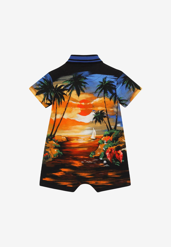 Dolce 
Gabbana Kids Boys Piqué Onesie with Hawaiian Print Multicolor L1JO5E G7I6B HH4JK