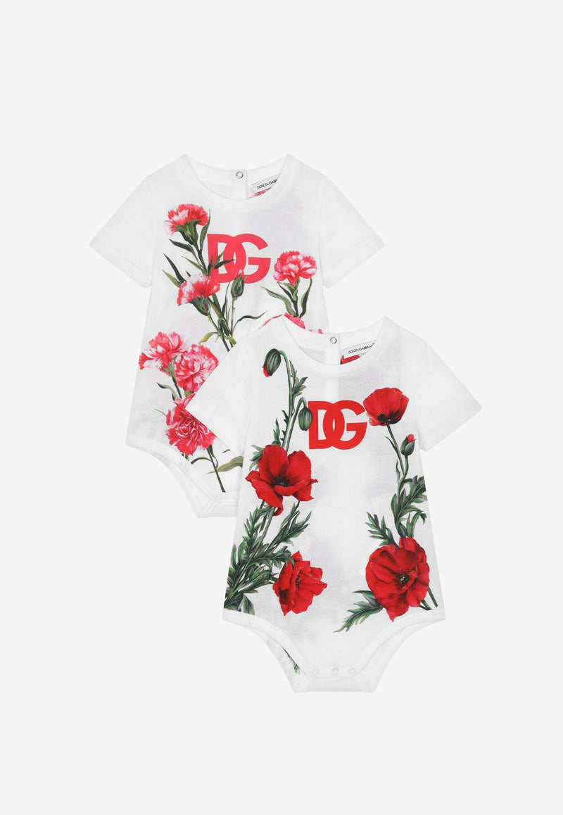 Dolce 
Gabbana Kids Baby Girls Floral Print Onesie - Set of 2 White L2JOZ3 G7G8E S9000