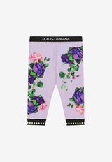 Dolce 
Gabbana Kids Baby Girls Floral Print Interlock Leggings Lavender L2SP19 G7D6T HP3ZO