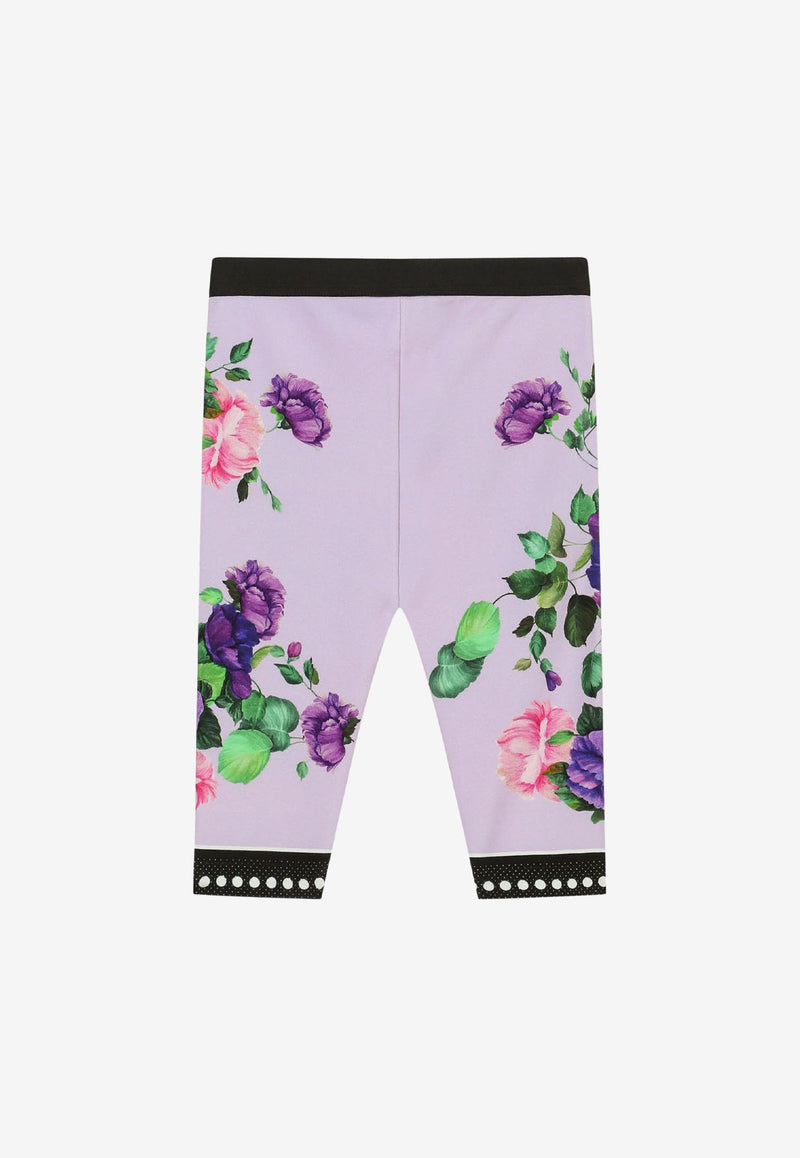 Dolce 
Gabbana Kids Baby Girls Floral Print Interlock Leggings Lavender L2SP19 G7D6T HP3ZO