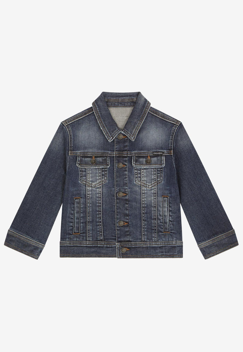 Dolce 
Gabbana Kids Boys Buttoned Denim Jacket Denim L41B95 LDB06 B9110