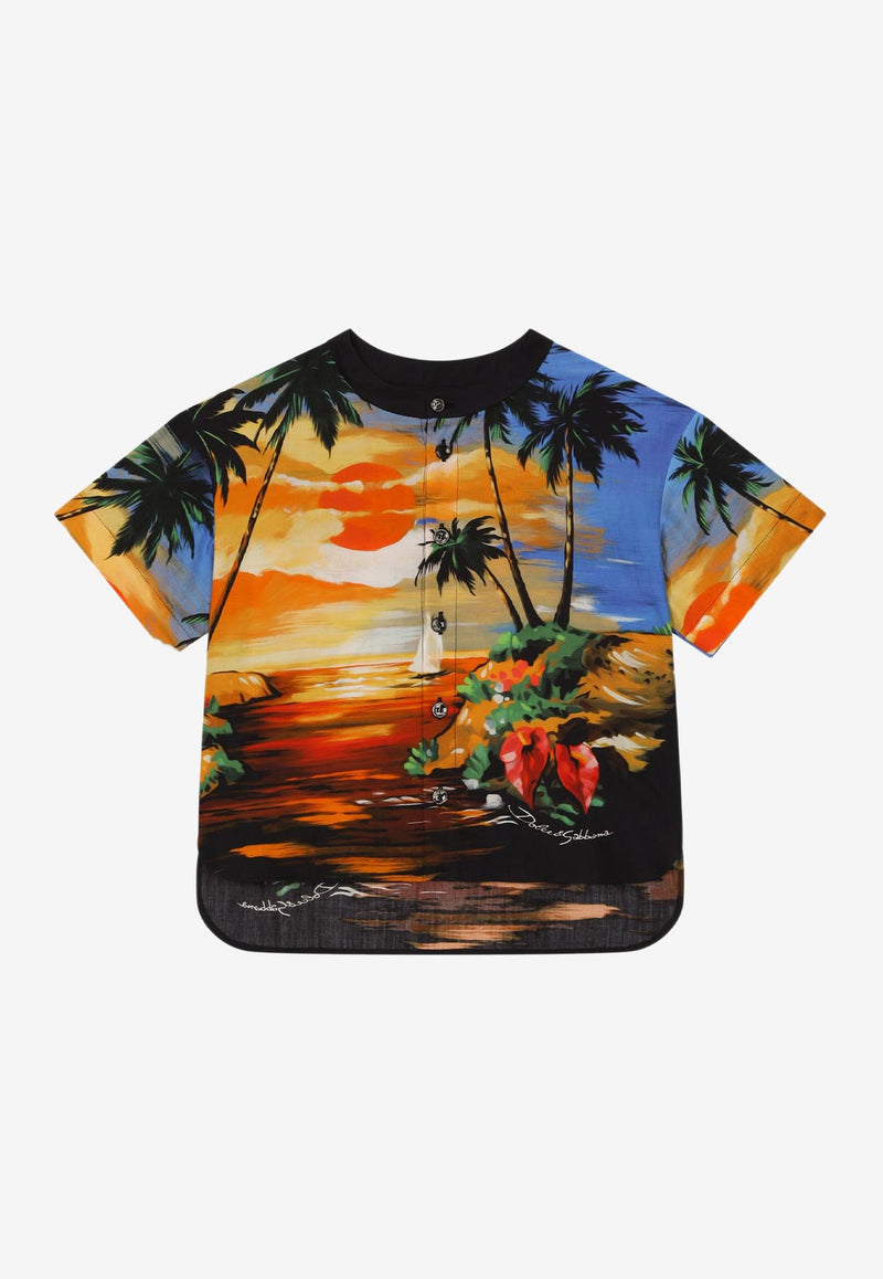 Dolce 
Gabbana Kids Boys Hawaiian Print T-shirt Multicolor L43S68 G7H0O HH4JK