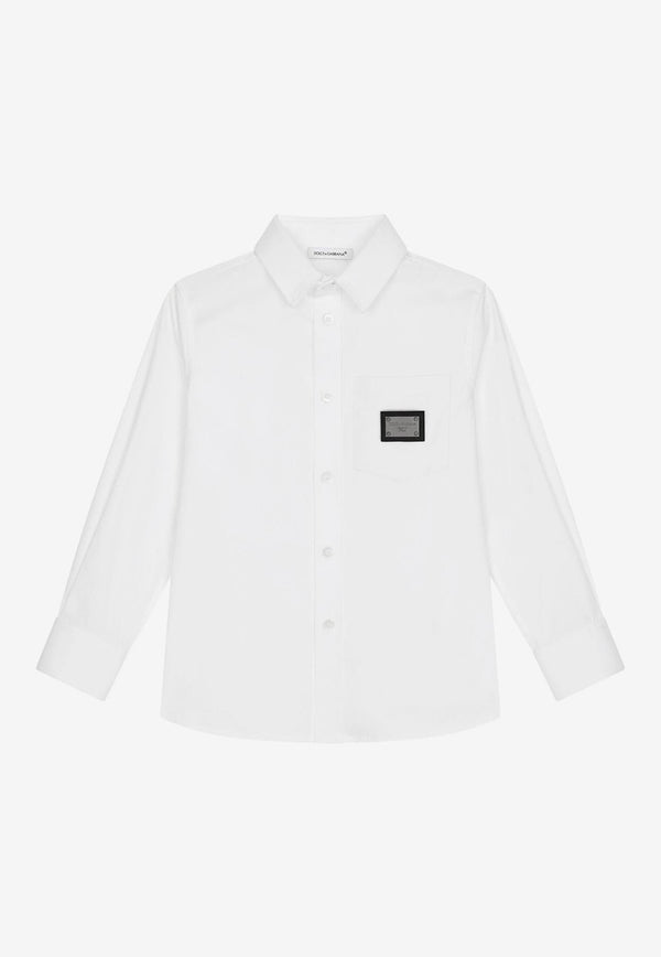 Dolce 
Gabbana Kids Boys Logo-Patch Shirt White L43S75 FUEAJ W0800