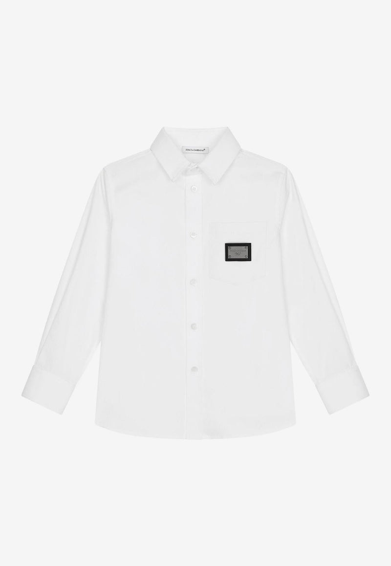 Dolce 
Gabbana Kids Boys Logo-Patch Shirt White L43S75 FUEAJ W0800