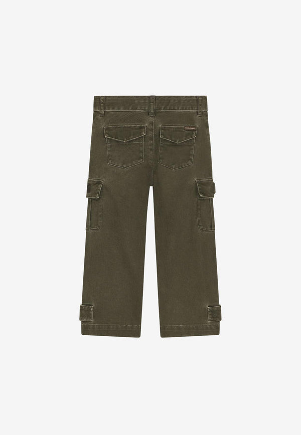 Dolce 
Gabbana Kids Boys Washed-Out Cargo Pants Khaki L44P15 G7I2S S9000