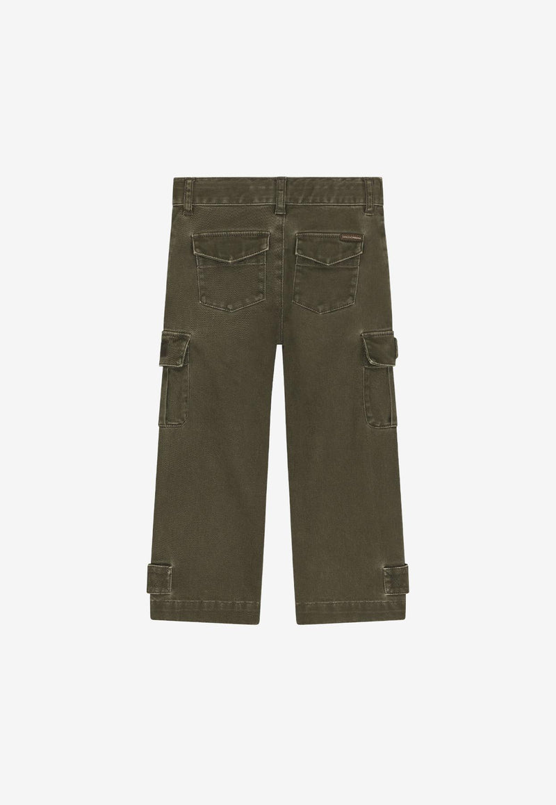 Dolce 
Gabbana Kids Boys Washed-Out Cargo Pants Khaki L44P15 G7I2S S9000