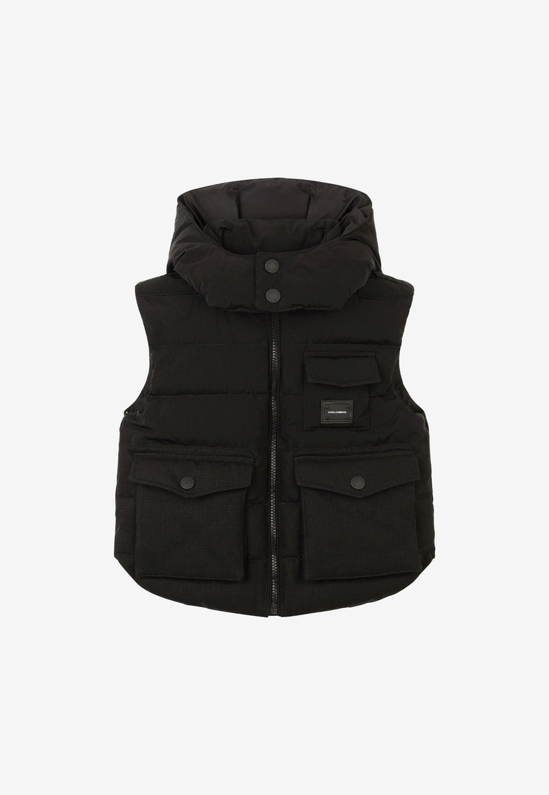 Dolce 
Gabbana Kids Boys Sleeveless Down Jacket Black L4JB2Z G7A5Y N0000