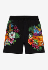 Dolce 
Gabbana Kids Boys Floral Print Shorts Black L4JQO1 G7H0V HH4JI