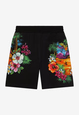 Dolce 
Gabbana Kids Boys Floral Print Shorts Black L4JQO1 G7H0V HH4JI