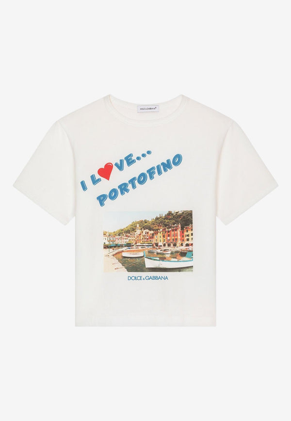 Dolce 
Gabbana Kids Boys I love Portofino Print T-shirt L4JT7L G7I8S HA4PV White