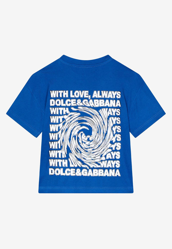 Dolce 
Gabbana Kids Boys Slogan Print T-shirt Blue L4JTEG G7HDY B0315