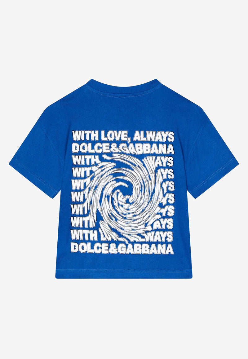 Dolce 
Gabbana Kids Boys Slogan Print T-shirt Blue L4JTEG G7HDY B0315