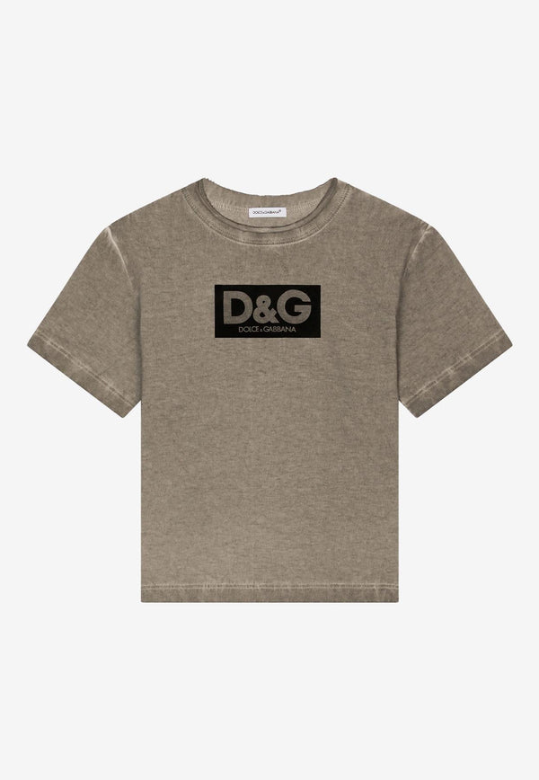 Dolce 
Gabbana Kids Boys Logo Print T-shirt L4JTGP G7I89 S9000 Brown