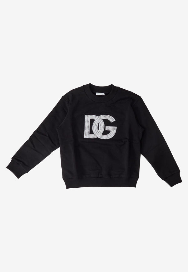 Dolce 
Gabbana Kids Boys Stud-Embellished Logo Sweatshirt Black L4JWDO G7E6C N0000