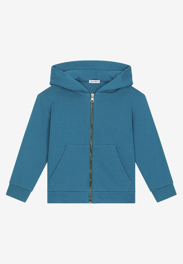 Dolce 
Gabbana Kids Boys Logo Embossed Zip-Up Hoodie L4JWGP G7H6I B0025 Blue