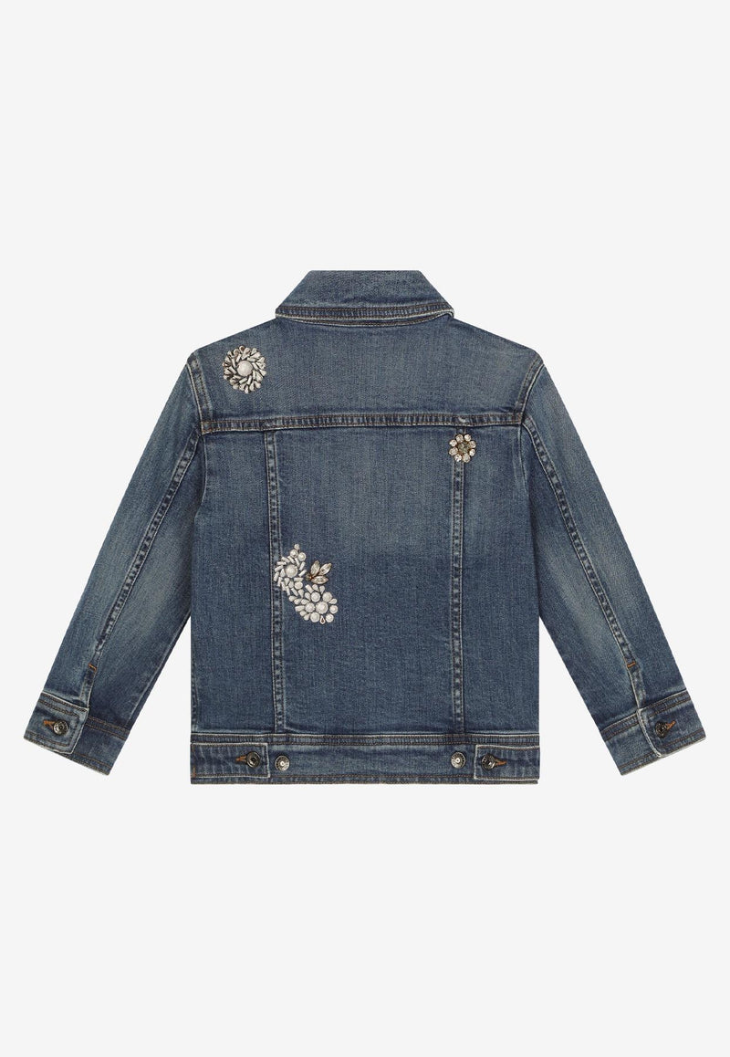 Dolce 
Gabbana Kids Girls Embellished Denim Jacket Denim L51B81 LDB08 S9000