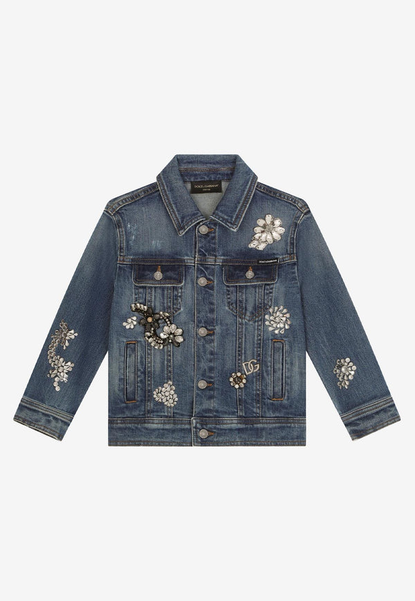 Dolce 
Gabbana Kids Girls Embellished Denim Jacket Denim L51B81 LDB08 S9000